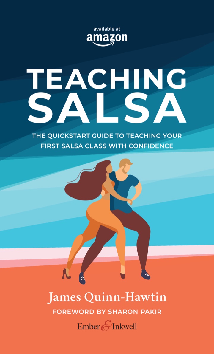 Teaching Salsa book cover: an illustrated couple dancing Salsa